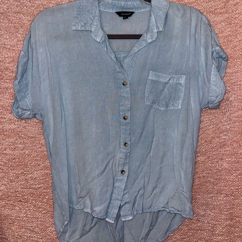 Button up lightweight short sleeve top